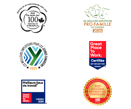 2025 Workplace awards: Canada's Top 100 Employers, Greater Toronto's Top Employers, Canadian Compassionate Companies, Canada's Top Family-Friendly Employers, Canada's Top Employers for Young People